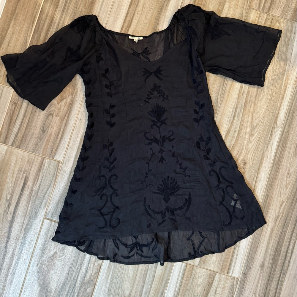 Raven + Lily Boho Floral Black Dress Size Large